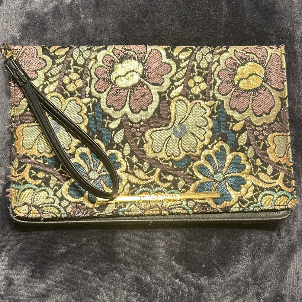 Steve Madden Floral Clutch - Gold and Black